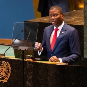 Grenada Prime Minister Dickon Mitchell addresses the 79th UN General Assembly